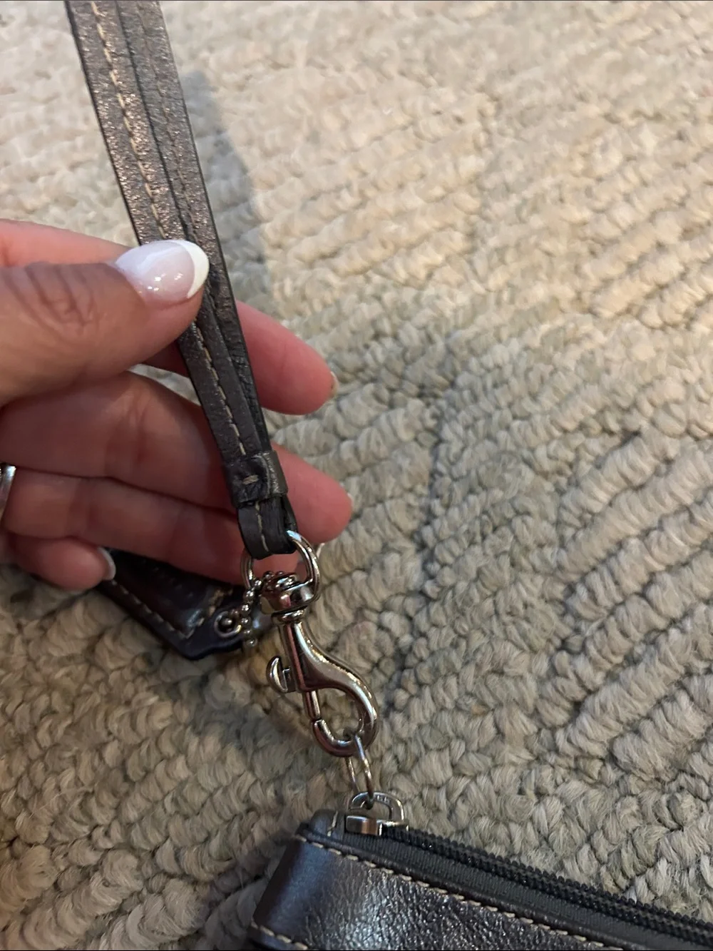 Coach Metallic Gray Signature Wristlet Clutch